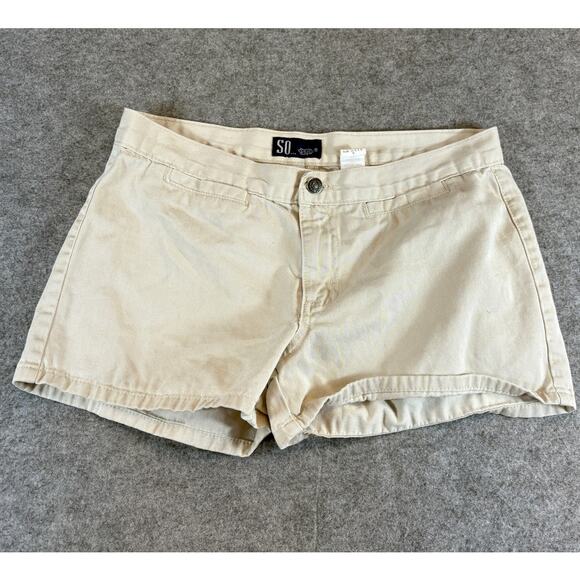 VINTAGE SO GSJC Shorts Womens Size 9 Beige Twill Low Rise Y2K Summer Streetwear - Picture 1 of 5